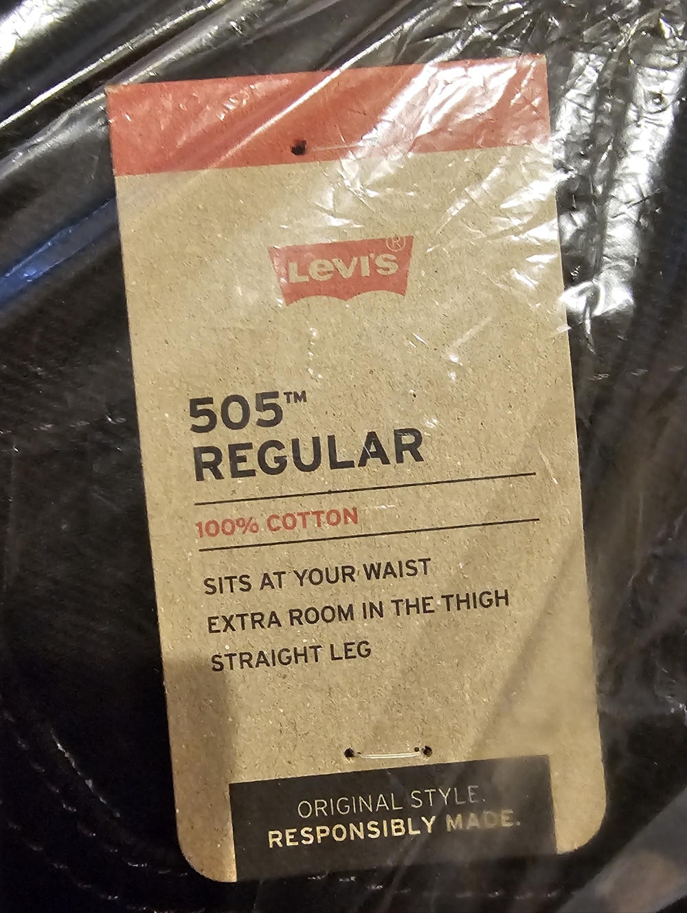 Men's Levi's 505 Regular Fit Jeans New NWT Denim Black 29 X 32